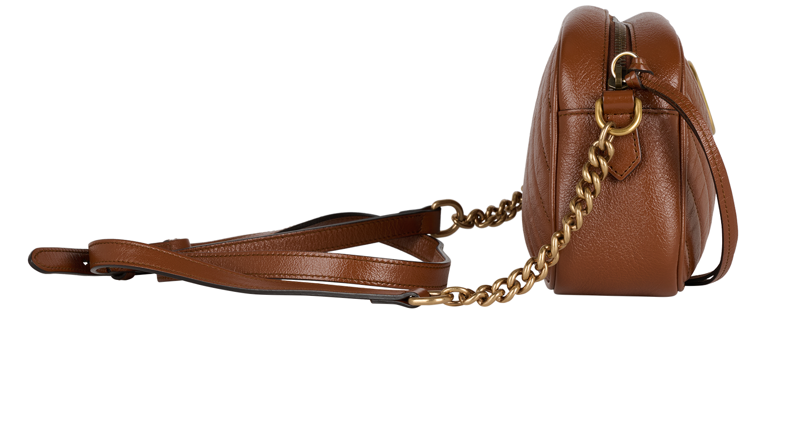 Small GG Marmont Matelasse Camera Bag, &pound;795, Handbags, Brown, Leather, Side view